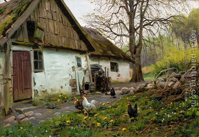 Peder Mork Monsted : Bromolle Farm with Chickens